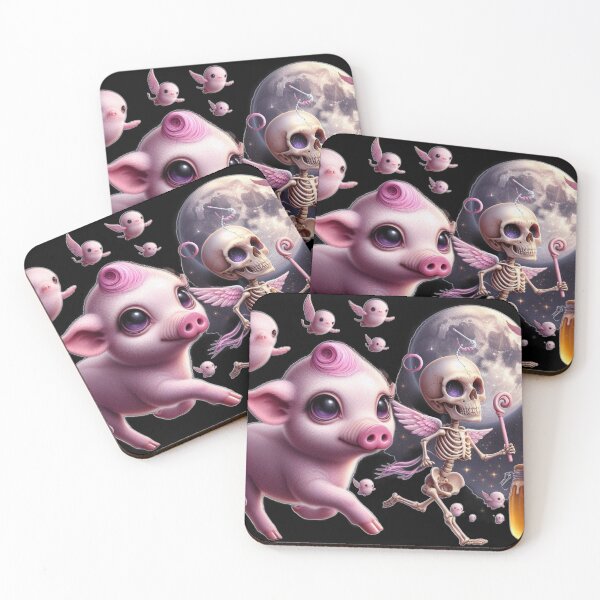 Item preview, Cute Cosmic Pig and Pastel Gothic Cupid Skeleton  designed and sold by LujziWorld.
