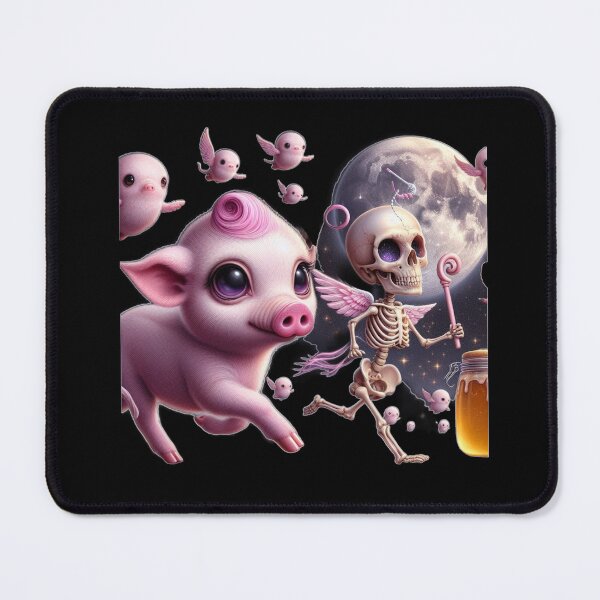 Item preview, Cute Cosmic Pig and Pastel Gothic Cupid Skeleton designed and sold by LujziWorld.
