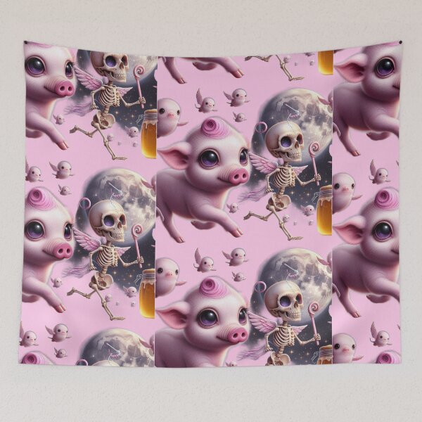 Item preview, Cute Cosmic Pig and Pastel Gothic Cupid Skeleton  designed and sold by LujziWorld.
