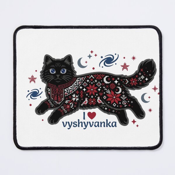 Item preview, ​Cosmic Vyshyvanka Cat: Ukrainian Ethno Style in Space designed and sold by NadinGerasi.
