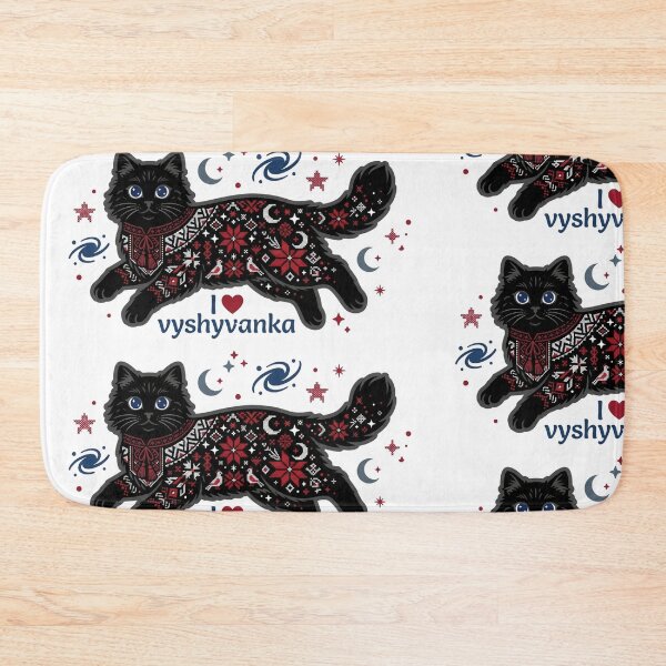 Item preview, ​Cosmic Vyshyvanka Cat: Ukrainian Ethno Style in Space designed and sold by NadinGerasi.