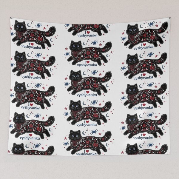 Item preview, ​Cosmic Vyshyvanka Cat: Ukrainian Ethno Style in Space designed and sold by NadinGerasi.