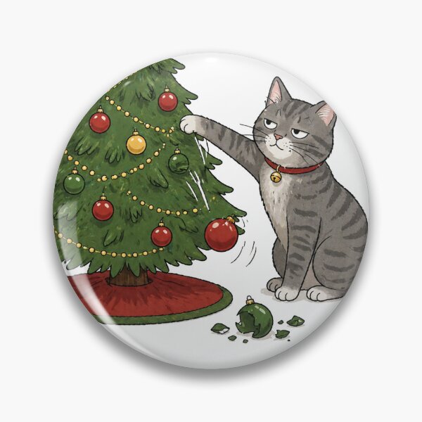 Item preview, Funny Christmas Cat Shirt | Deadpan Cat Knocking Ornament Tee designed and sold by SleepyLlamaClothes.