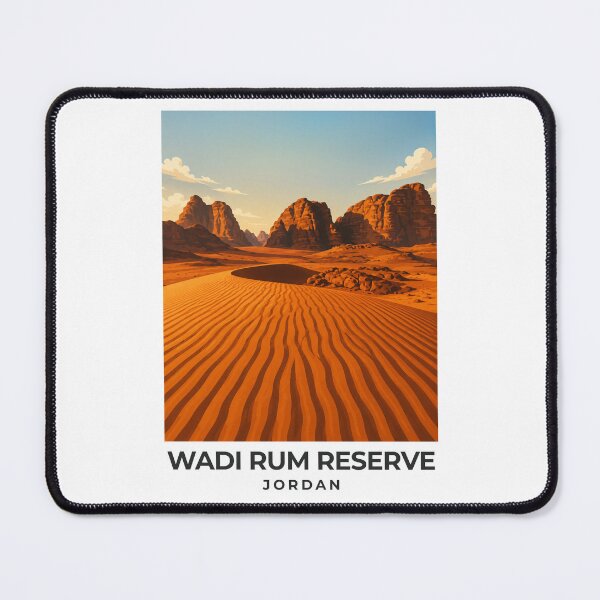 Item preview, A Travel Print of Wadi Rum Reserve - Jordan designed and sold by StudioRedKoala.