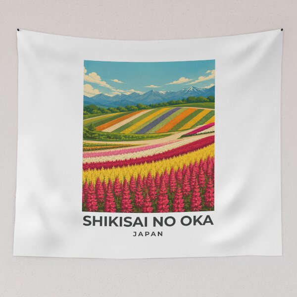 Item preview, A Travel Print of Shikisai no Oka - Japan designed and sold by StudioRedKoala.