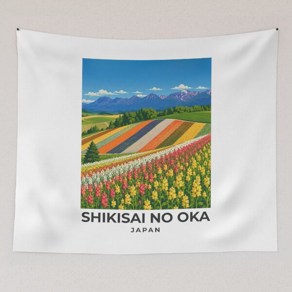 Item preview, A Travel Print of Shikisai no Oka - Japan designed and sold by StudioRedKoala.