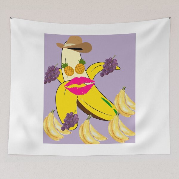 Item preview, Funny Cowboy Banana Pineapple Grape Lips Pop Art Purple Print designed and sold by Extremeallie.