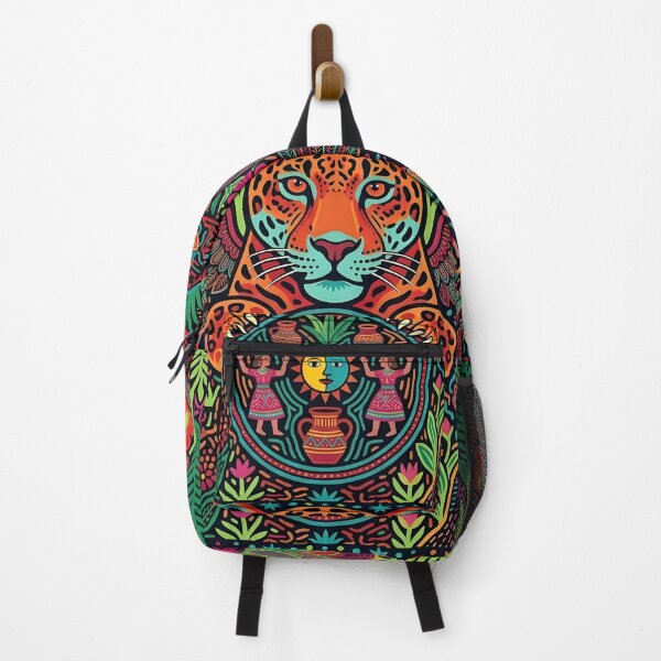 Item preview, Winged Jaguar Spirit Mola Art | Traditional Aztec Maya Folk Art | Vibrant Tribal Jungle Pattern designed and sold by SergioMiklos.