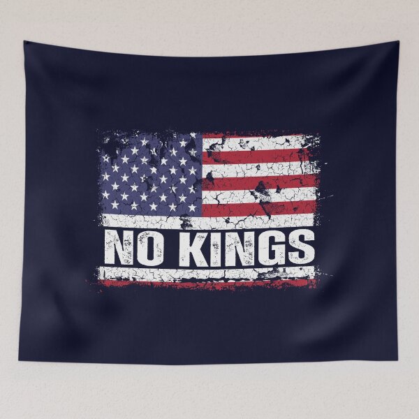 Item preview, Anti Trump No Kings Protest Vintage American Flag on Black designed and sold by Artycom.