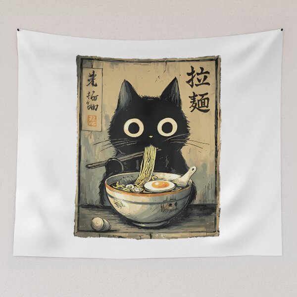 Item preview, Ilustración de un gato de ramen kawaii estilo retro japonés designed and sold by TomatiLove.