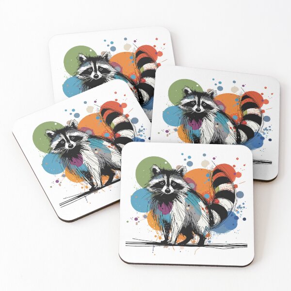 Item preview, Expressive Abstract Raccoon Sketch Painting designed and sold by Fabrikola.