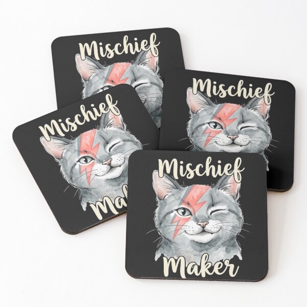 Item preview, Mischief Maker Watercolor Cat with Red Lightning Bolt designed and sold by GiggleInkTees.