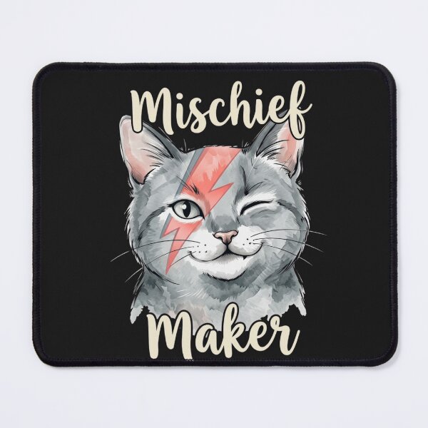 Item preview, Mischief Maker Watercolor Cat with Red Lightning Bolt designed and sold by GiggleInkTees.