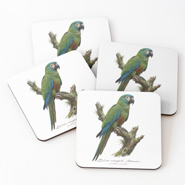 Item preview, Blue-winged Macaw on Mossy Branch designed and sold by Takeda-art.
