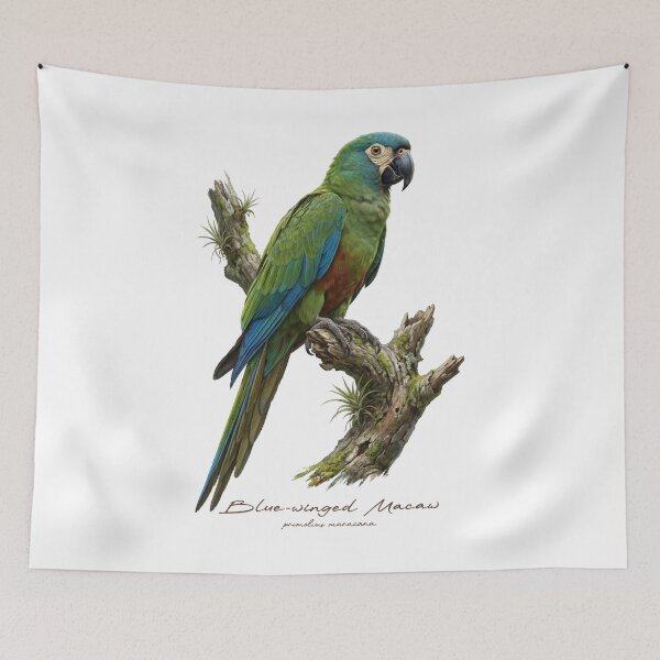 Item preview, Blue-winged Macaw on Mossy Branch designed and sold by Takeda-art.