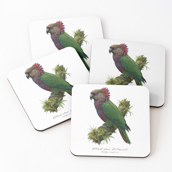 Item preview, Red-fan Parrot on Mossy Branch designed and sold by Takeda-art.