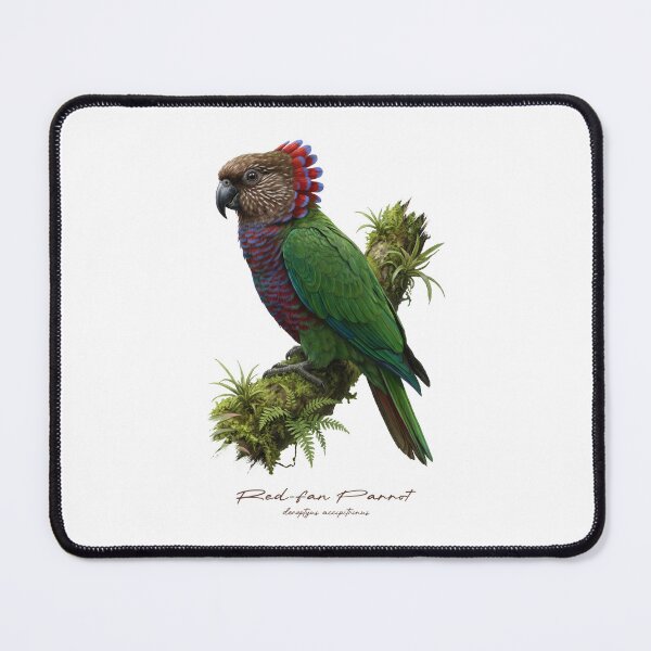 Item preview, Red-fan Parrot on Mossy Branch designed and sold by Takeda-art.