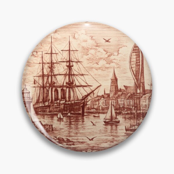 Item preview, Vintage Portsmouth Stamp Illustration | Retro Coastal Postage Art | Historic Harbor City Travel Design designed and sold by PaintedPixels01.