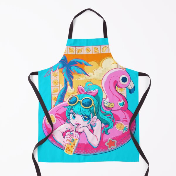 Artikelvorschau, Aufblasbarer rosa Flamingo im Pop-Art-Stil, Anime-Mädchen entworfen und verkauft von Vyk Designs.