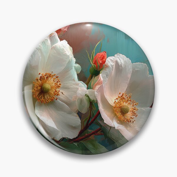 Item preview, Georgia Cherokee Rose Art, White Blossom Warm Teal Coral Floral Print designed and sold by daila70.