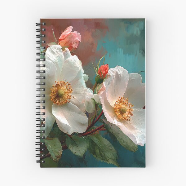 Item preview, Georgia Cherokee Rose Art, White Blossom Warm Teal Coral Floral Print designed and sold by daila70.
