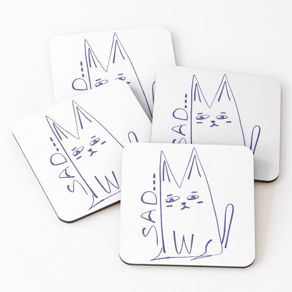 Item preview, Sad Cat Minimal Doodle Art designed and sold by NayaChu.
