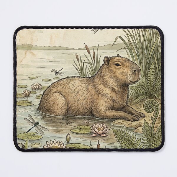 Item preview, Capybara Wetlands Print Vintage Natural History Art designed and sold by CalmCapy Co.