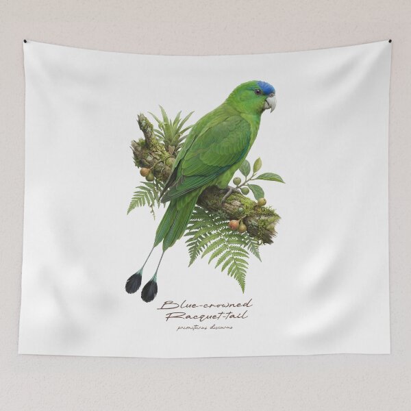 Item preview, Blue-crowned Racquet-tail on Mossy Branch designed and sold by Takeda-art.
