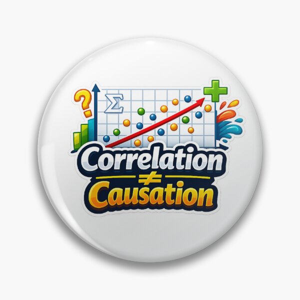 Item preview, Correlation ≠ Causation – Statistics Humor Sticker designed and sold by BrightMindPrint.