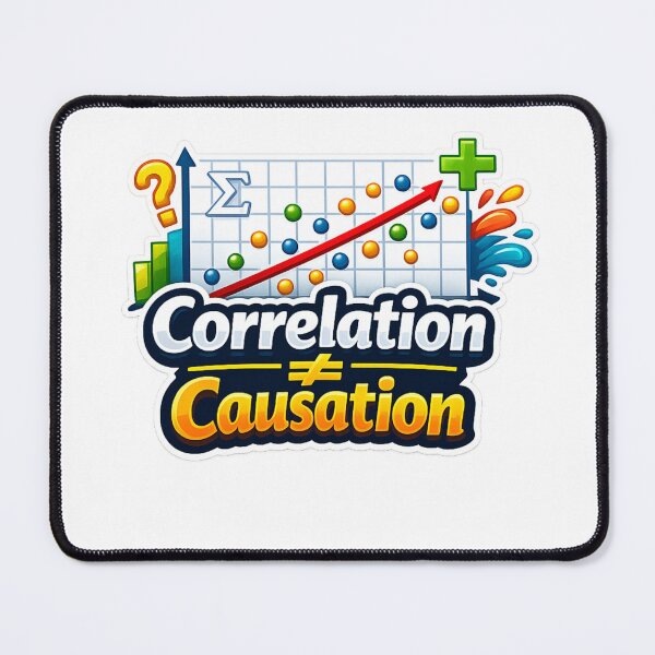 Item preview, Correlation ≠ Causation – Statistics Humor Sticker designed and sold by BrightMindPrint.