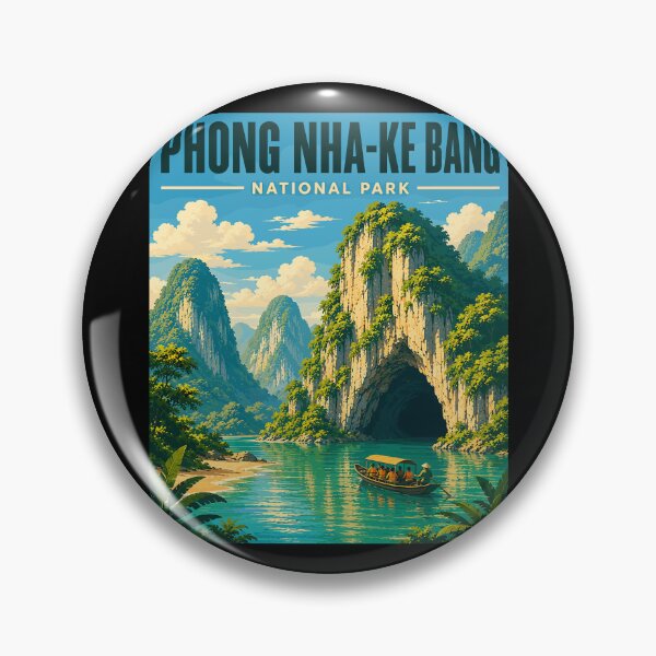 Item preview, Phong Nha - Ke Bang National Park in Vietnam, Vintage Art Travel Landscape designed and sold by MaateoDesign.