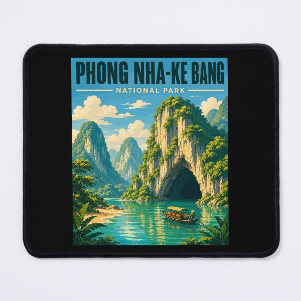Item preview, Phong Nha - Ke Bang National Park in Vietnam, Vintage Art Travel Landscape designed and sold by MaateoDesign.