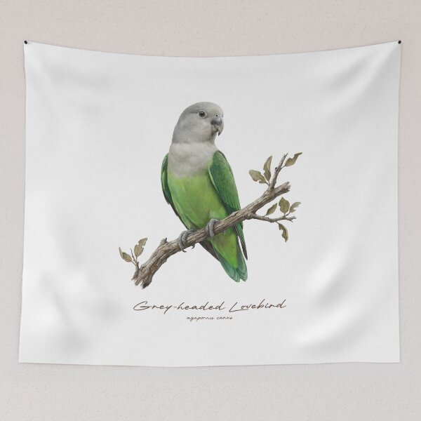 Item preview, Grey-headed Lovebird on Rustic Branch designed and sold by Takeda-art.