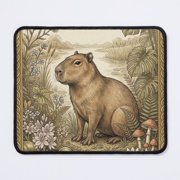 Item preview, Capybara Botanical Print Vintage Natural History Art designed and sold by CalmCapy Co.