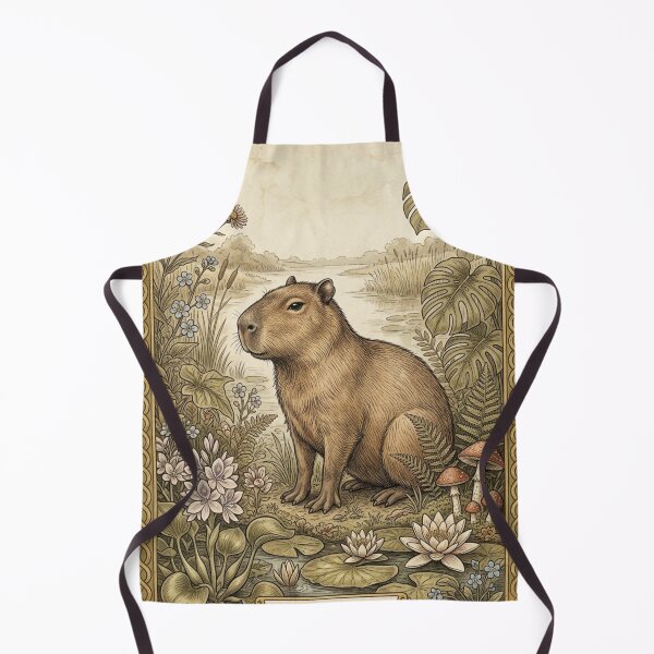 Item preview, Capybara Botanical Print Vintage Natural History Art designed and sold by CalmCapy Co.