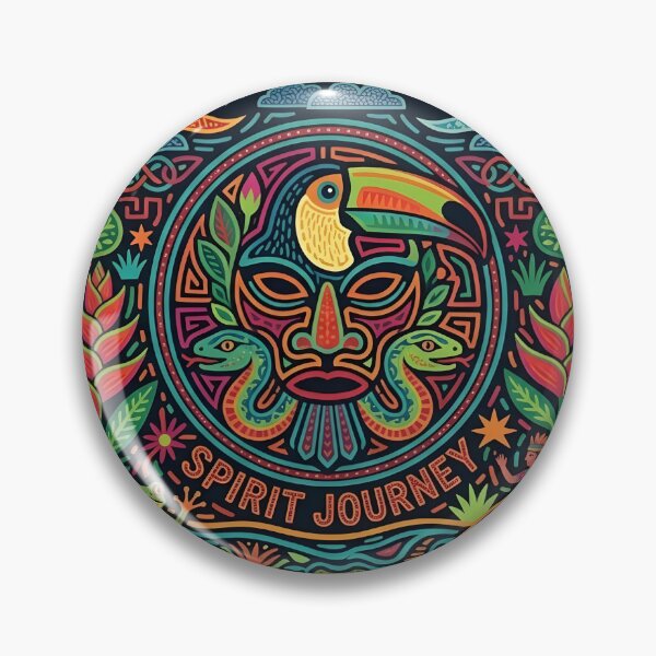 Item preview, Spirit Journey Toucan Mola Art | Traditional Indigenous Shaman Mask | Vibrant Tribal Folk Tapestry designed and sold by SergioMiklos.