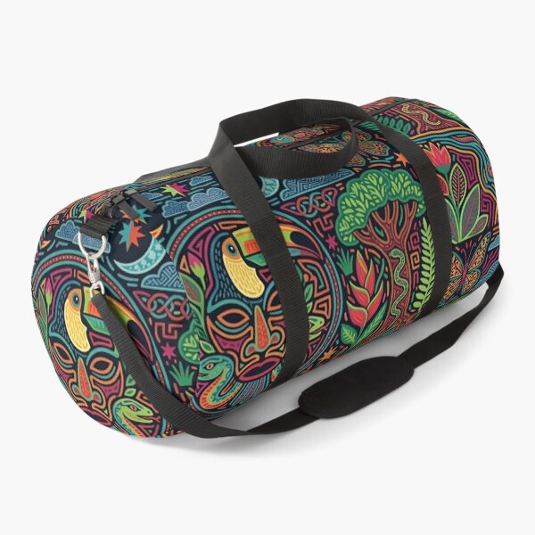 Item preview, Spirit Journey Toucan Mola Art | Traditional Indigenous Shaman Mask | Vibrant Tribal Folk Tapestry designed and sold by SergioMiklos.