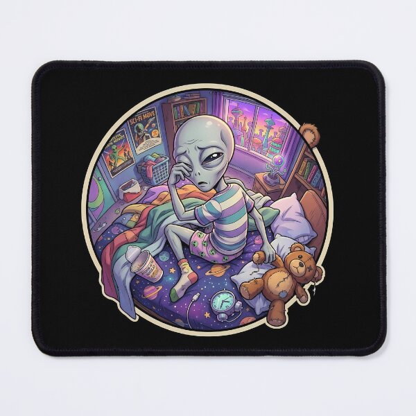 Item preview, Tired Grey Alien With Insomnia In Bedroom designed and sold by Sunkhung.