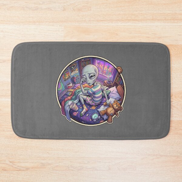 Item preview, Tired Grey Alien With Insomnia In Bedroom designed and sold by Sunkhung.