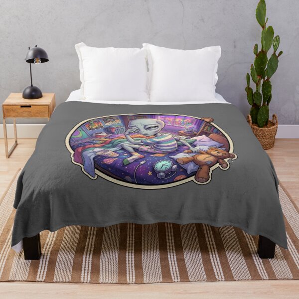 Item preview, Tired Grey Alien With Insomnia In Bedroom designed and sold by Sunkhung.