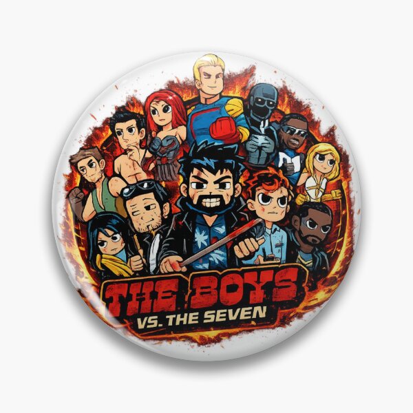 Item preview, The boys Anti-Hero Squad vs Corrupt Supes Chibi Style Showdown Fire Art designed and sold by LoomisDreams.