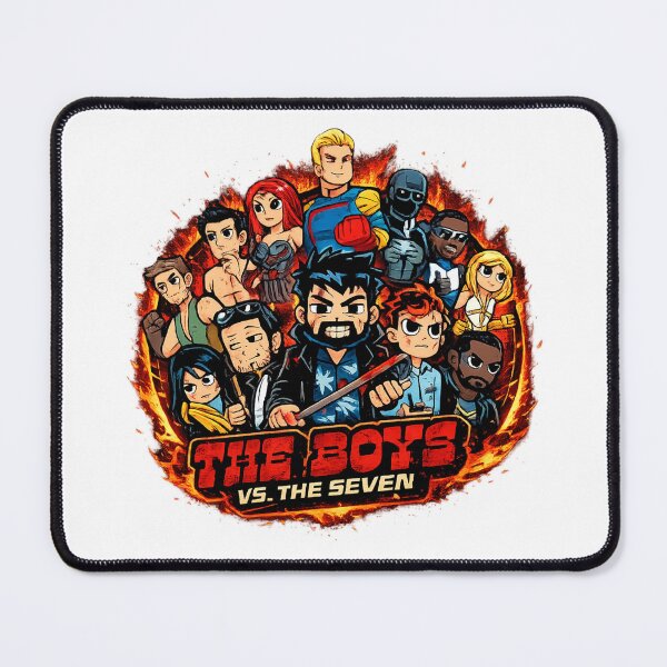 Item preview, The boys Anti-Hero Squad vs Corrupt Supes Chibi Style Showdown Fire Art designed and sold by LoomisDreams.