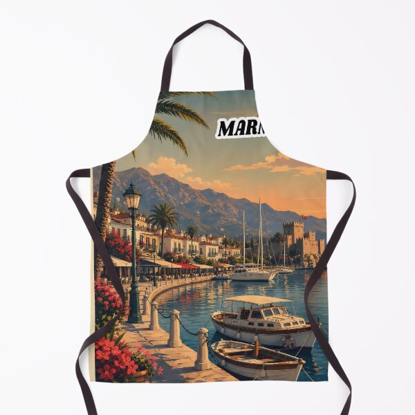 Item preview, Marmaris Coastal Harbor Sunset Travel Poster designed and sold by PixelParinda.