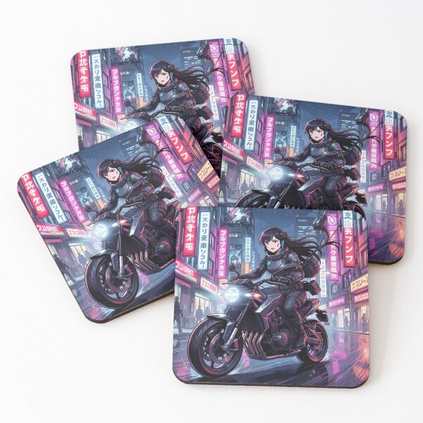 Item preview, Neon Nights Cyberpunk Rider in a futuristic anime city full of light, action and energy designed and sold by FotoworldEdel.