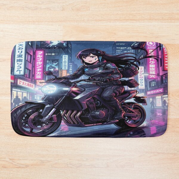 Item preview, Neon Nights Cyberpunk Rider in a futuristic anime city full of light, action and energy designed and sold by FotoworldEdel.