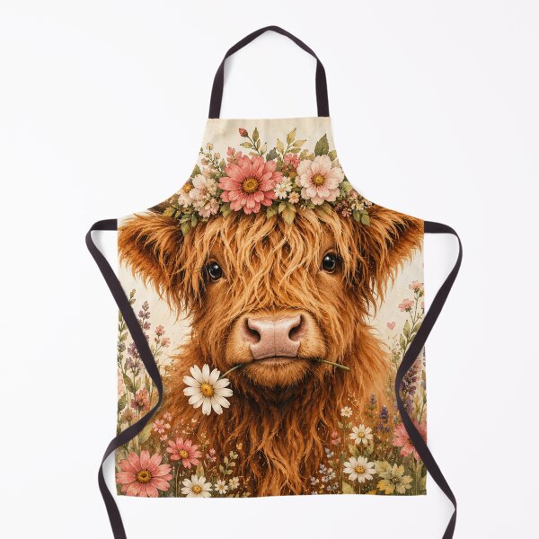 Item preview, Cute Highland Cow Floral Boho Cottagecore Design designed and sold by Willyboy16.