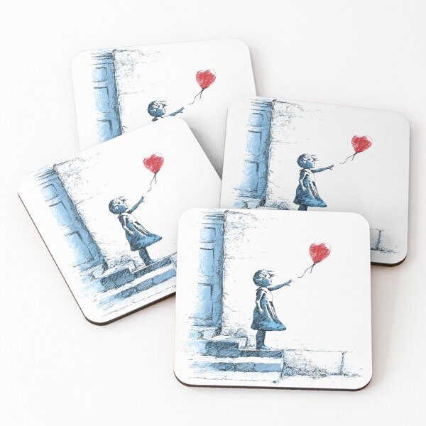 Item preview, Little Girl With Red Heart Balloon Street Art  designed and sold by GrinGalore.