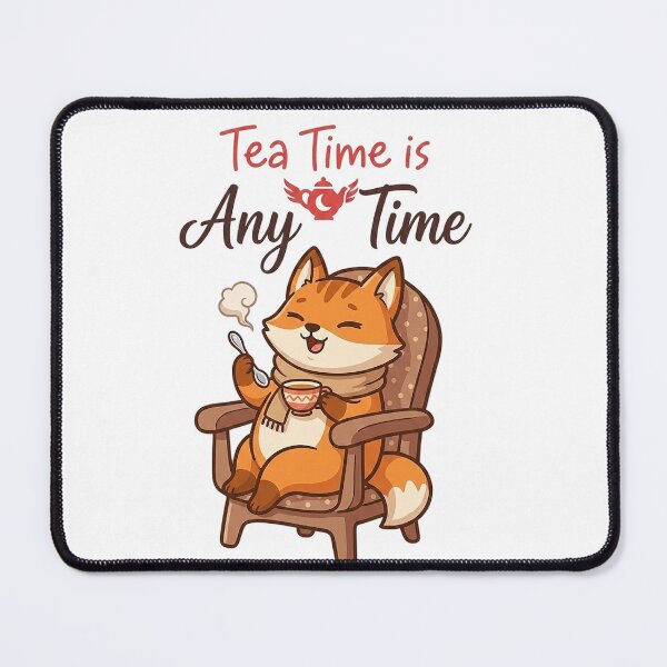 Item preview, Tea Time Is Any Time Cute Kawaii Fox Tea Lover Gift designed and sold by CrystalMineArts.