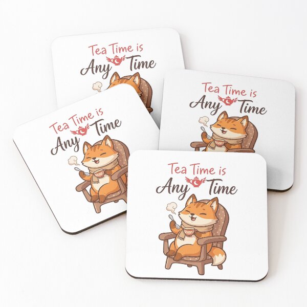 Item preview, Tea Time Is Any Time Cute Kawaii Fox Tea Lover Gift designed and sold by CrystalMineArts.
