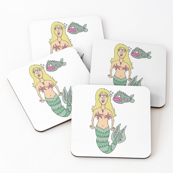 Item preview, Quirky Mermaid and Grumpy Fish – Funny Underwater Surreal Art designed and sold by MyxaART.